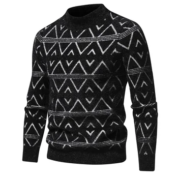 Новый мужской свитер из искусственной норки, мягкий и удобный модный теплый вязаный свитер