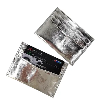Новый серебристый глянцевый держатель для карт из натуральной кожи, Большая вместительная модная ультратонкая банковская кредитная сумка для удостоверения личности, Мини-милый кошелек для женщин