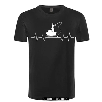 Новый список Рыболовные футболки с сердцебиением Плюс размер Модная футболка для взрослых из чистого хлопка Хипстерская уличная одежда Мужская футболка Прямая поставка