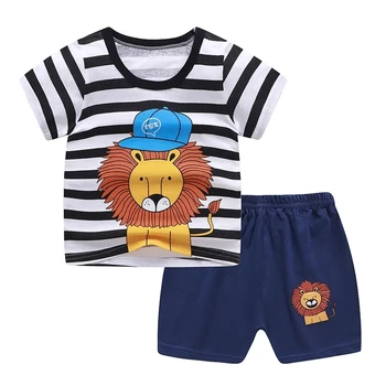 Одежда для маленьких мальчиков и девочек, летняя детская одежда, костюм, футболка, костюм с героями мультфильмов, одежда для новорожденных, спортивный костюм