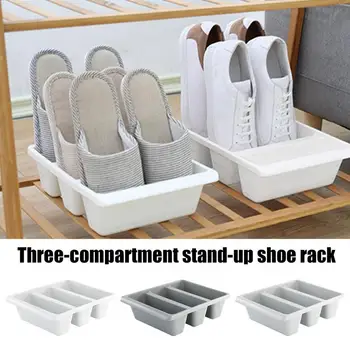 Органайзер для хранения обуви, 3 отделения для хранения обуви, Вертикальный Компактный шкаф в простом стиле, держатель для обуви, вмещающий 3 пары