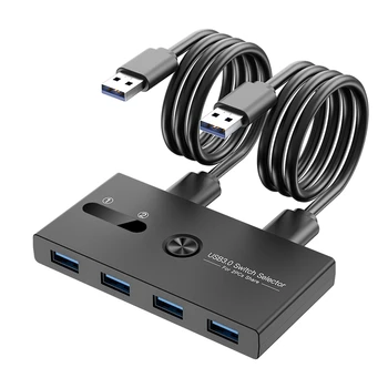 Переключатель USB 3.0 2 в 4 из док-станции KVM, устройство для совместного использования принтера, адаптер монитора, конвертер KVM