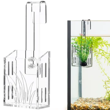 Плантатор для аквариума Подвесной Держатель для аквариумных растений Прозрачный Акриловый контейнер для водных растений