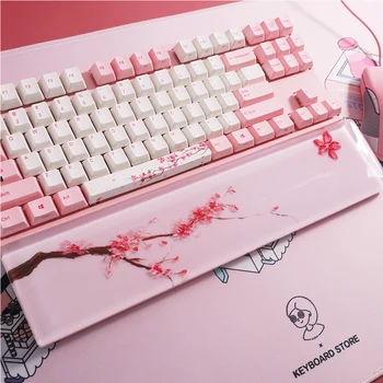 Подставка для рук из смолы розовой сакуры для механической игровой клавиатуры, подставка для запястий, подставка для клавиатуры, изготовленная по индивидуальному заказу, подставка для рук цвета вишни
