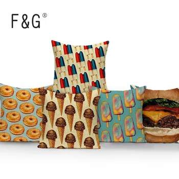 Подушки для мороженого, персонализированные декоративные наволочки для подушек серии Burger Drink, подарочные наволочки для подушек, Льняные подушки для домашнего декора