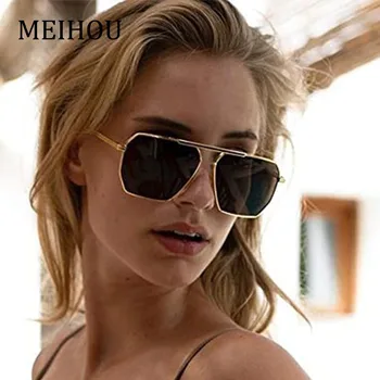 Ретро негабаритные квадратные поляризованные солнцезащитные очки для женщин и мужчин, винтажные оттенки UV400, классические большие металлические солнцезащитные очки