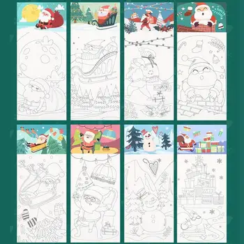 Рождественская акварельная книжка для детей, мини-акварельная книжка-раскраска с пигментами и кистью, занятия для детей и акварель
