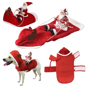 Рождественский костюм для верховой езды с собакой, пальто с капюшоном, одежда, костюм собаки Санты, Рождественская одежда для домашних животных, теплые костюмы для косплея домашних животных на Санте