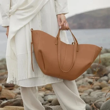 Роскошная сумка-тоут из натуральной кожи Crossborder, хит продаж, французский бренд, нишевая женская дизайнерская сумка для покупок большой емкости подмышками