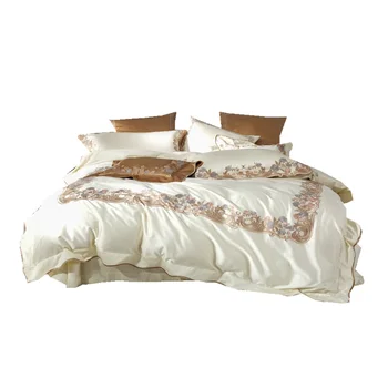 Роскошный Комплект постельного белья с вышивкой из хлопка 80-х, каркасные простыни белого цвета
