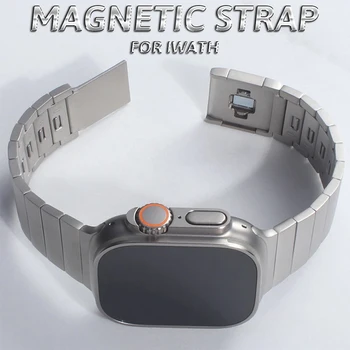 Роскошный Ремешок из нержавеющей Стали для Apple Watch Band Ultra 2 49 мм 45 мм 44 мм Титановый Цветной Магнитный Браслет для iWatch 9 8 7 6 5