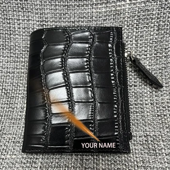 Роскошный кожаный бумажник с выгравированным любимым именем, цифровой сувенирный подарок, резной кожаный бумажник