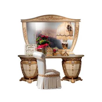 Роскошный туалетный столик из французского массива дерева с резьбой Европейский придворный столик для макияжа в спальне зеркало для макияжа комбинированная вилла на заказ