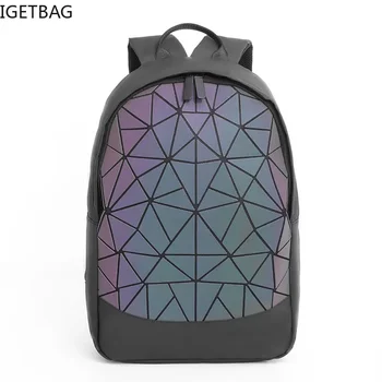 Светящийся геометрический Лазерный рюкзак с блестками, Женский ноутбук, сумка для книг, школьный повседневный рюкзак, дорожный рюкзак mochila feminina