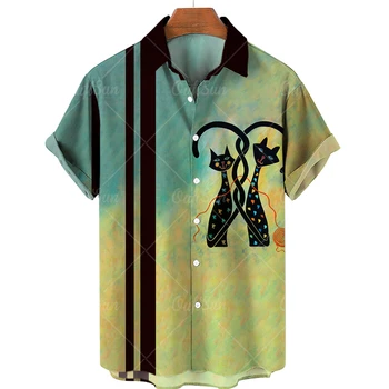 Свободная и дышащая гавайская мужская рубашка 3DCat, праздничный топ, крутое и стильное лето 2023 г.