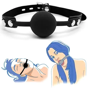 Секс-мягкий силиконовый шарик для рта БДСМ Бондаж из искусственной кожи с открытым ртом, кляп для взрослых, эротическая рабыня, секс-игрушка для пар, Кляп-игрушки