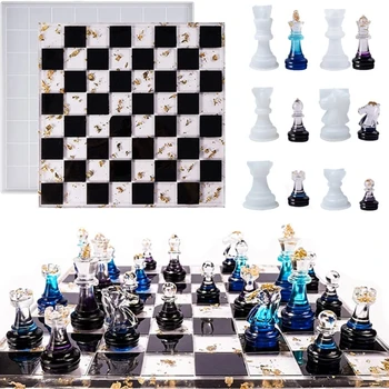 Силиконовые формы для изготовления 3D шахматных фигур B36D из эпоксидной смолы для настольных игр для вечеринок