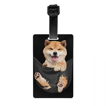Симпатичный щенок Шиба-ину Внутри поддельных карманных багажных бирки для чемоданов, идентификационная наклейка Funny Japan Dog Privacy Cover