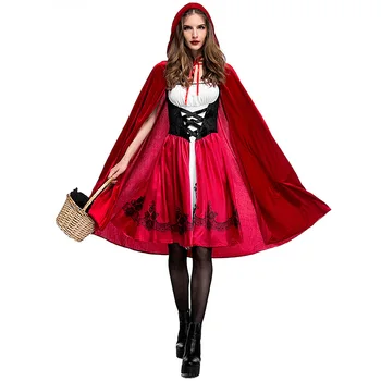 Сказочный костюм Красной Шапочки для косплея, платье Красной Шапочки, накидка, костюмы для девочки, женщины, вечеринки на Хэллоуин