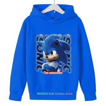 Толстовки Super Sonic, Пуловеры с мультяшным принтом, толстовка с капюшоном для детей, одежда для маленьких мальчиков и девочек с длинными рукавами, уличная одежда