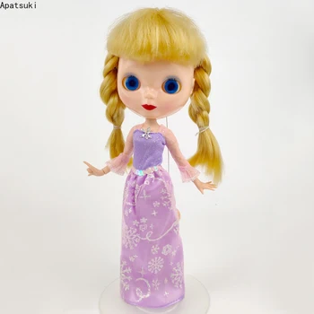 Фиолетовое платье принцессы со снежинками, кукольная одежда для Blythe, кукольное платье для Neo Blythe, аксессуары 1/6, наряды для кукол Licca