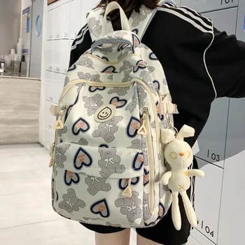 Школьный рюкзак высокого качества для студенток колледжа love bear, рюкзак с нишевым дизайном, школьная сумка большой вместимости для девочек