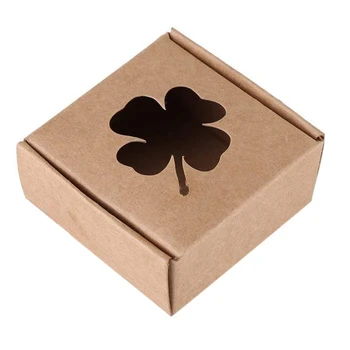 ЯРКО-коричневый 350 г Крафт-бумаги, Четырехлистный клевер, Складная подарочная коробка из крафт-бумаги, Мыло ручной работы, конфеты, ювелирные аксессуары
